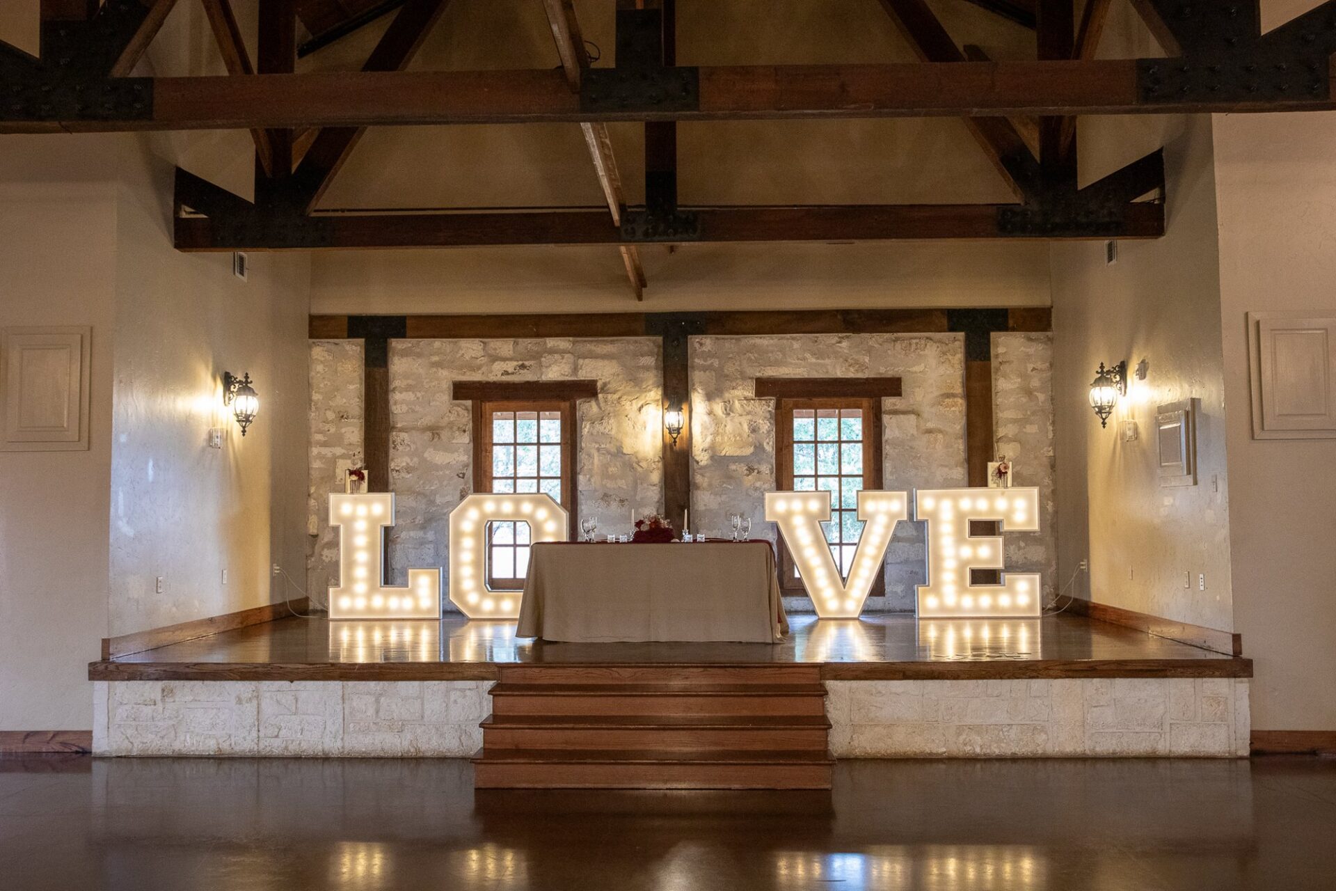 LOVE letters inside the Villa Tuscana reception space